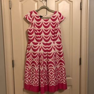 **SOLD** Talbots - Pink & White print, cap sleeve dress
